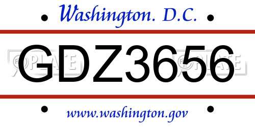 GDZ3656 District Of Columbia License Plate