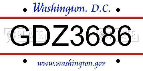 GDZ3686 District Of Columbia License Plate