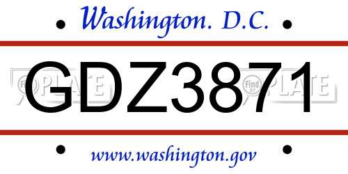 GDZ3871 District Of Columbia License Plate