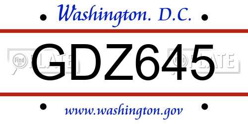 GDZ645 District Of Columbia License Plate
