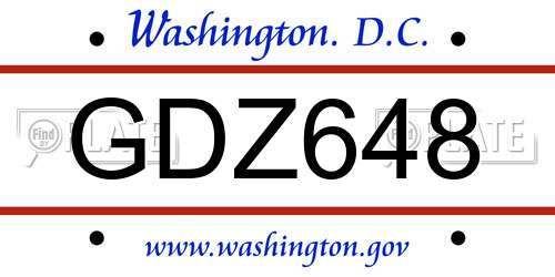 GDZ648 District Of Columbia License Plate