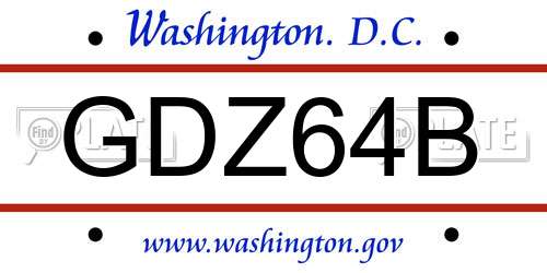GDZ64B District Of Columbia License Plate