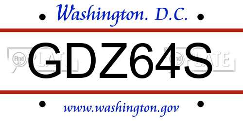 GDZ64S District Of Columbia License Plate