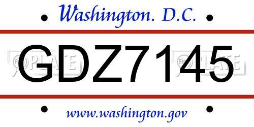 GDZ7145 District Of Columbia License Plate