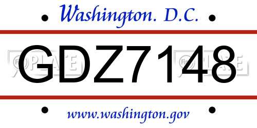 GDZ7148 District Of Columbia License Plate