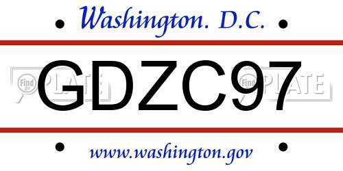 GDZC97 District Of Columbia License Plate