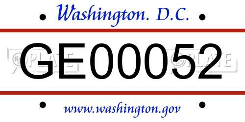 GE00052 District Of Columbia License Plate