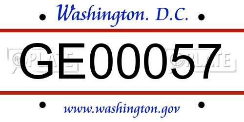 GE00057 District Of Columbia License Plate