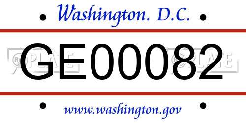 GE00082 District Of Columbia License Plate