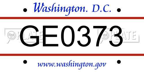 GE0373 District Of Columbia License Plate