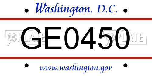 GE0450 District Of Columbia License Plate