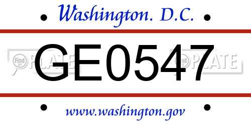 GE0547 District Of Columbia License Plate