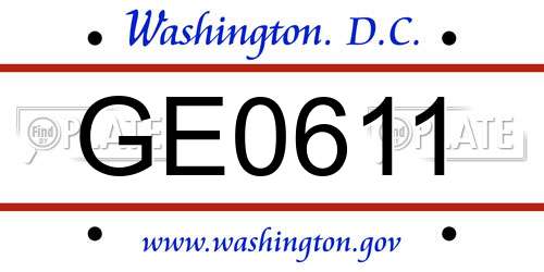 GE0611 District Of Columbia License Plate