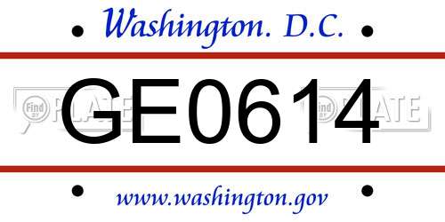 GE0614 District Of Columbia License Plate
