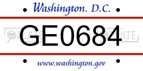 GE0684 District Of Columbia License Plate