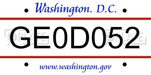GE0D052 District Of Columbia License Plate