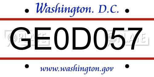 GE0D057 District Of Columbia License Plate