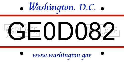 GE0D082 District Of Columbia License Plate