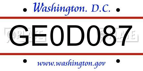 GE0D087 District Of Columbia License Plate