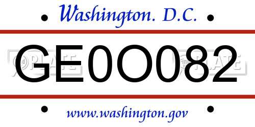 GE0O082 District Of Columbia License Plate
