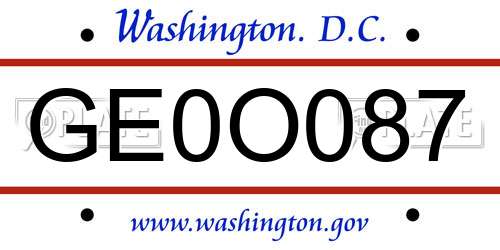 GE0O087 District Of Columbia License Plate