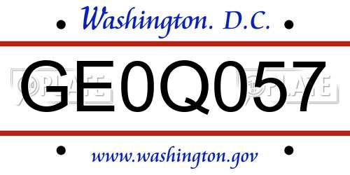 GE0Q057 District Of Columbia License Plate
