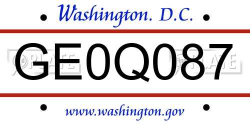 GE0Q087 District Of Columbia License Plate