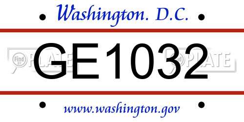 GE1032 District Of Columbia License Plate