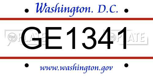 GE1341 District Of Columbia License Plate