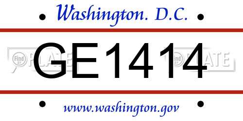 GE1414 District Of Columbia License Plate
