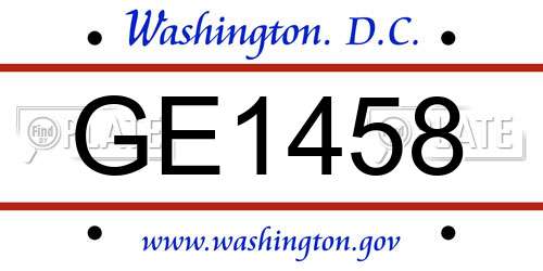 GE1458 District Of Columbia License Plate
