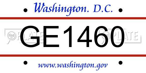 GE1460 District Of Columbia License Plate
