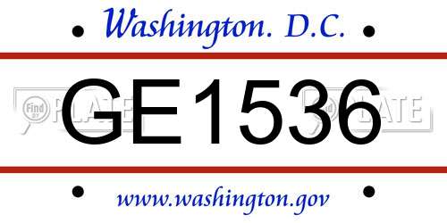 GE1536 District Of Columbia License Plate