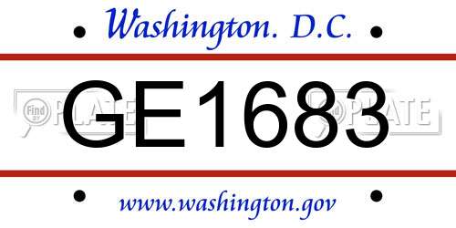 GE1683 District Of Columbia License Plate