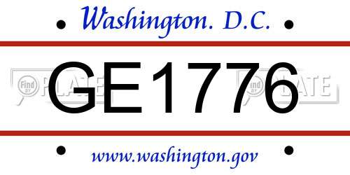 GE1776 District Of Columbia License Plate