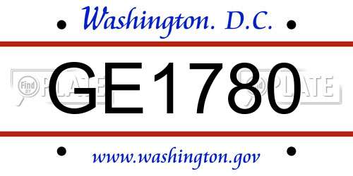 GE1780 District Of Columbia License Plate