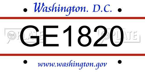 GE1820 District Of Columbia License Plate
