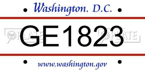 GE1823 District Of Columbia License Plate