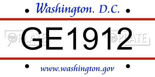 GE1912 District Of Columbia License Plate