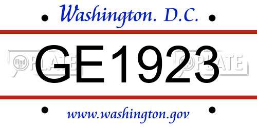 GE1923 District Of Columbia License Plate