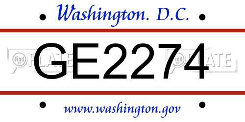 GE2274 District Of Columbia License Plate