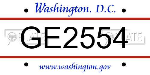 GE2554 District Of Columbia License Plate