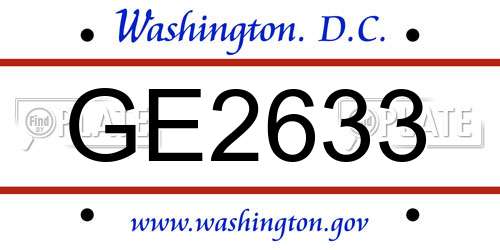 GE2633 District Of Columbia License Plate