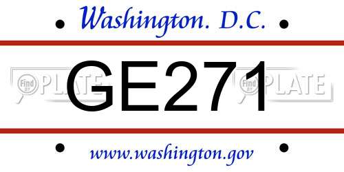 GE271 District Of Columbia License Plate