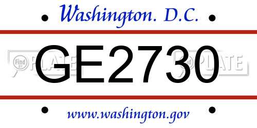 GE2730 District Of Columbia License Plate