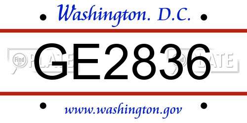 GE2836 District Of Columbia License Plate
