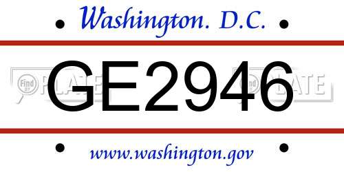 GE2946 District Of Columbia License Plate