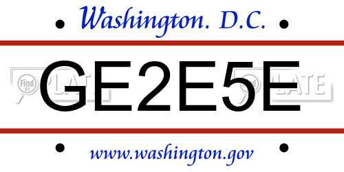 GE2E5E District Of Columbia License Plate