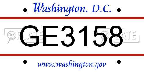 GE3158 District Of Columbia License Plate