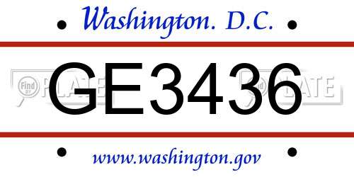 GE3436 District Of Columbia License Plate